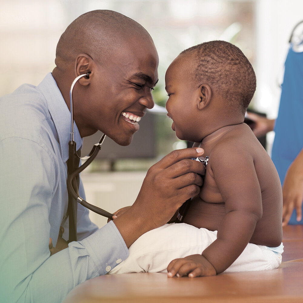 Healthcare professional with infant patient