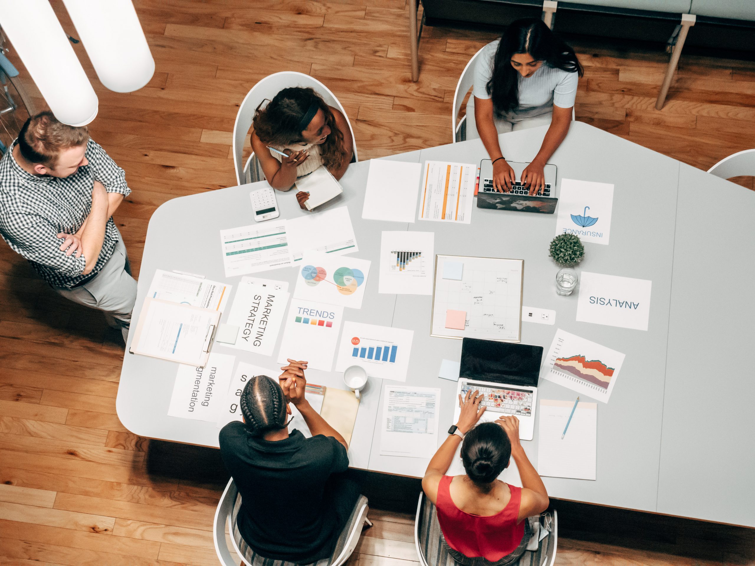 Reviewing data at a table